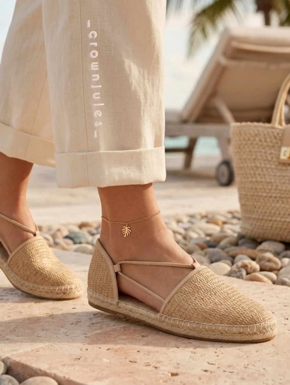 Eileen Fisher Espadrille Flat Natural Tan Straw Slip On NWOT 8 - Picture 1 of 12